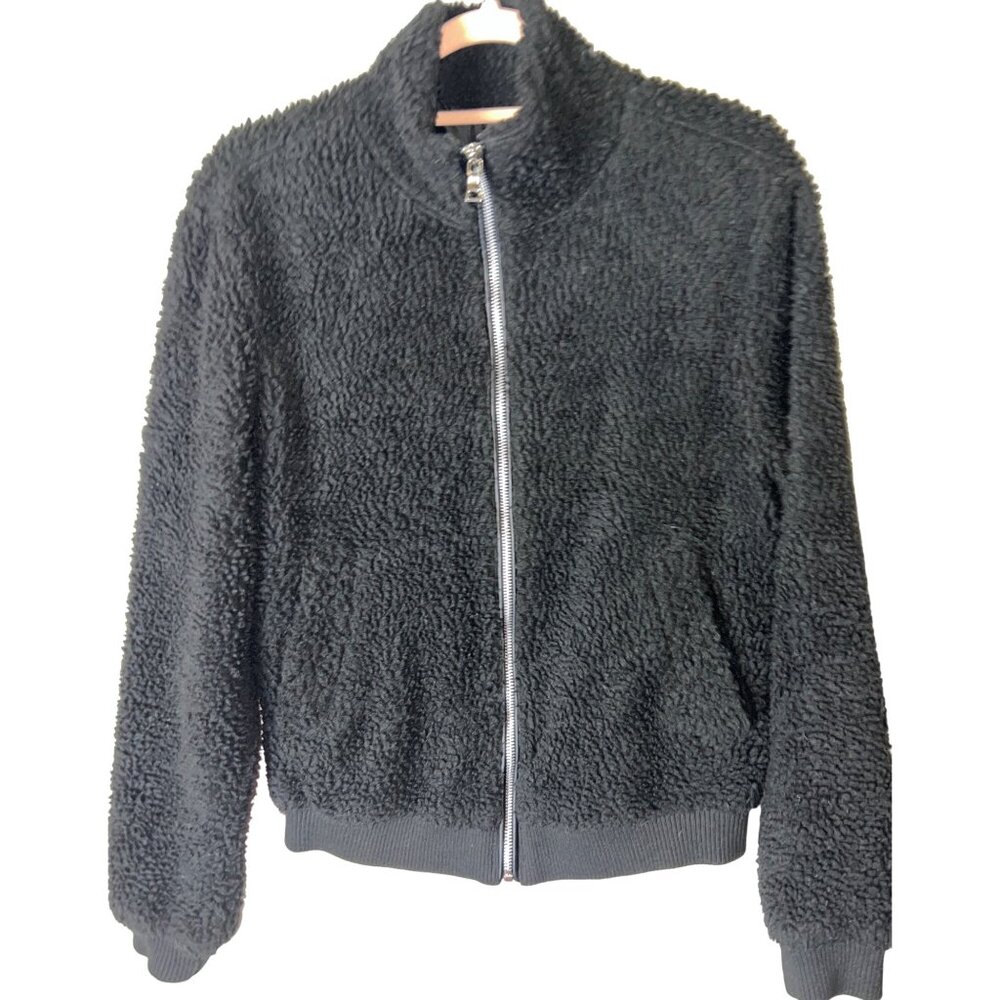 Ambiance Outerwear Black Faux Fur Full-Zip Jacket Small